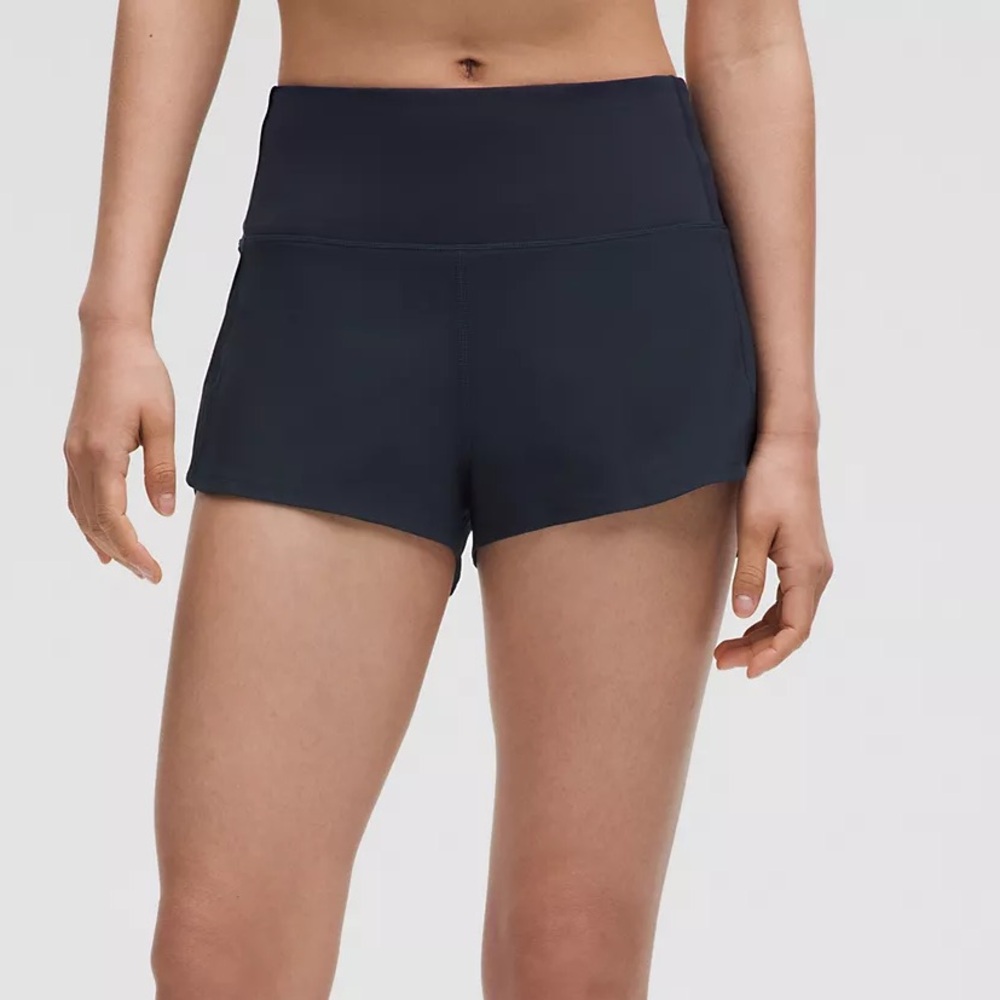 Lululemon Athletic Running Shorts with Attached Briefs in Navy - Size 8